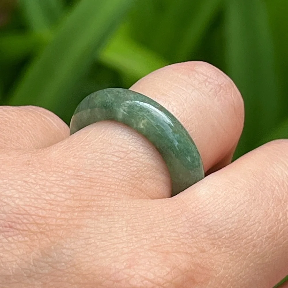 SIZE 6.75 Natural Moss Agate Band‎ Ring 0085